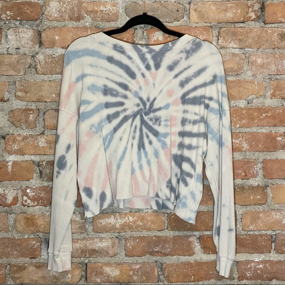 Long Sleeve Cropped Tie Dye Sweater - S/M
